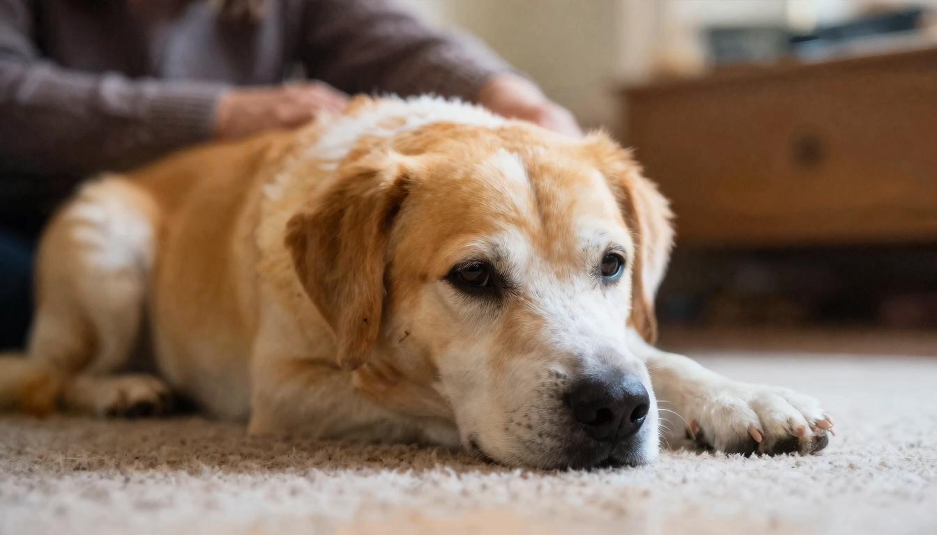 年を重ねた犬と飼い主